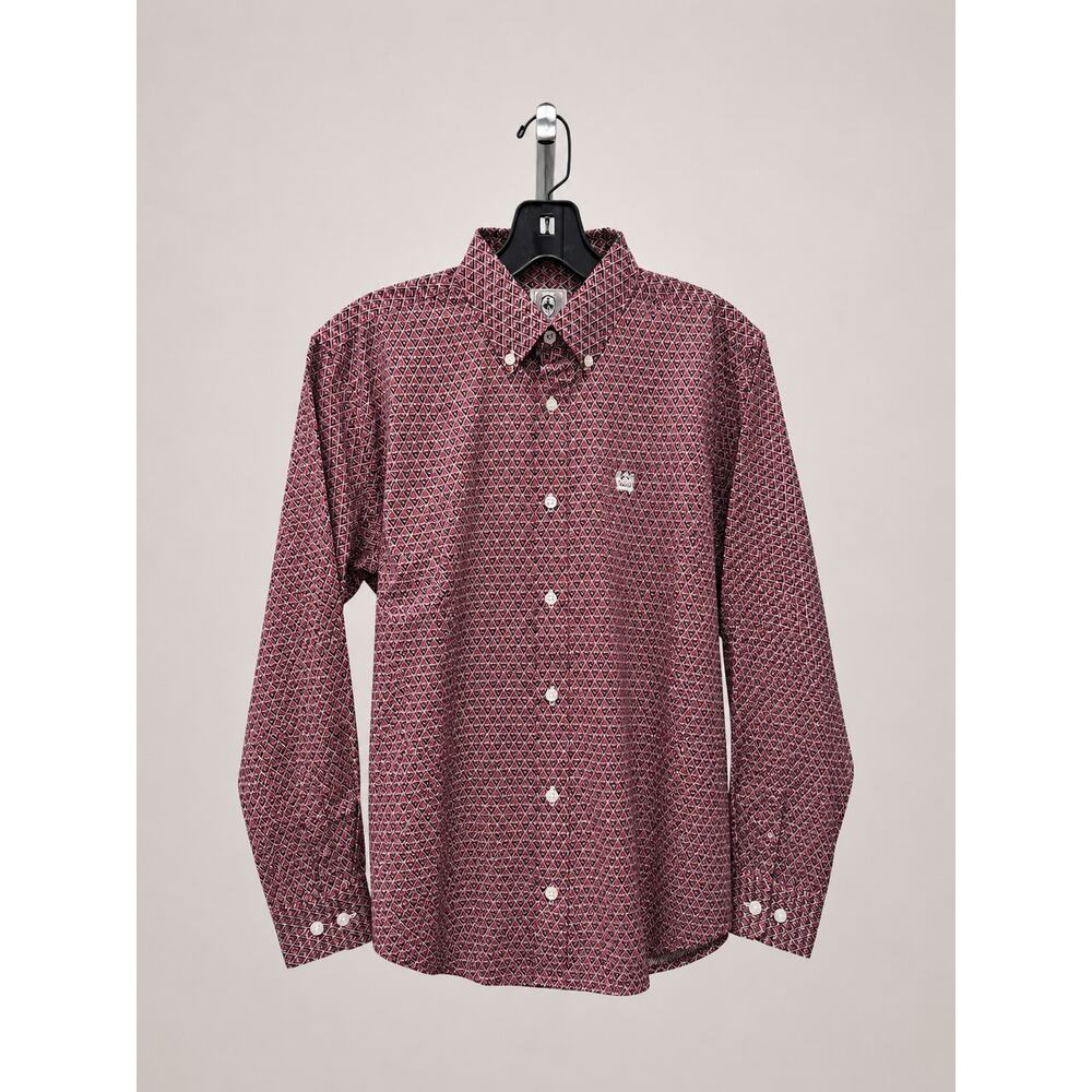 Cinch Boys Geometric Western Button Down Shirt NWT L 12 Red Black